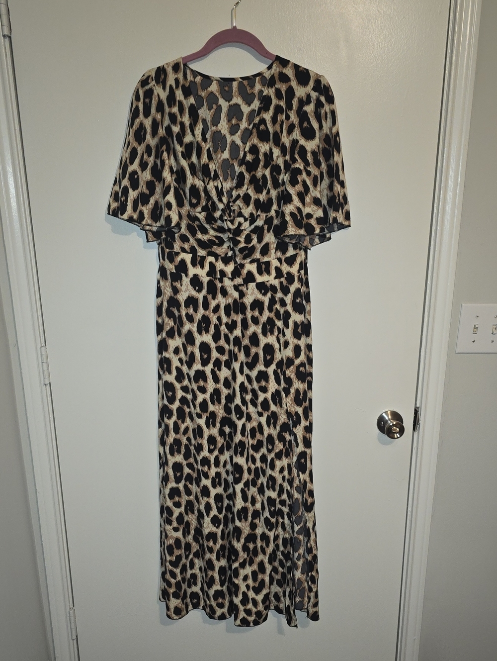 SHEIN Leopard Print Maxi Dress in Beige and Black
